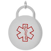 Surgical Steel Medical Alert Type 2 Diabetic Necklace 1 Inch Round, 24 Inch Long