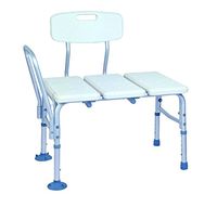 Obbomed® MU-5750 Non-slip Bath and Shower Transfer Bench with Backrest, for Elderly, Seniors, Handicap, Disabled, Bariatric and Individuals with limited back strength or balance - White