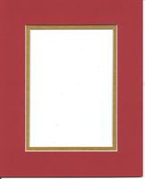 24x36 Bright Red & Gold Double Picture Mats with White Core, for 20x30 Pictures