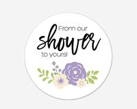 24 Purple Floral Shower Stickers, Baby Shower Bridal Shower and Event Favor Labels (#494-1-O-LL)