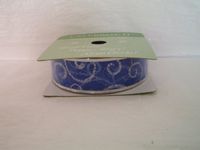 Celebrate It Wired Edge Ribbon, 1.5 in x 65 ft, Blue/Silver