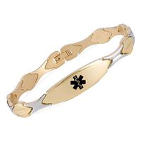 linnalove Free Engraving Gold Tone Medical id Bracelet for Women(8.5)