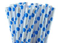 Royal Blue Dot, Vintage Paper Drinking Straws - 25 Ct. - Twilight Parties