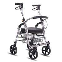 Rolling Walkers Old Shopping Cart Aluminum Alloy Scooter Folding Portable Walker Outdoor Wheelchair Can Bear 150 Kg (Color : Black, Size : 725087-98cm)
