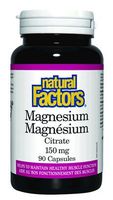 Magnesium Citrate, 90 Capsules, 150 mg, from Natural Factors (2-Pack)