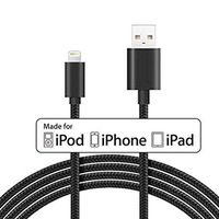 Apple Lightning Cable USB Sync/Charging Cord Braided Premium Power Wire, MFI Certified for iPhone 11, X, XR, XS, Max, 8 Plus, 8, 7, 6S, 6, 5S - iPad (Black, 10 Foot)