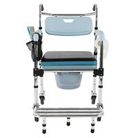 Portable Toilet Commode Chair Folding 4 in 1 Multifunctional Bath Chair 350 LBS Weight Capacity for Toilet with Wheels & Pedal,for Elder Disabled/Handicapped People Pregnant