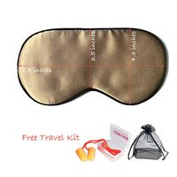 Simoce Double Sides 19 Momme Mulberry Silk Blindfold/Sleep Mask with Adjustable Strap, Travel Kit (Earplug & Drawstring Bag) Ultralight, Soft & Smooth for Eyes. 8.3 x 4.3 x 0.4 inches. Champagne Gold