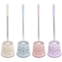 Vesna Stainless Steel Handle Toilet Brushes with Holder Bathroom Cleaning Tool (Blue)