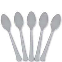 Extra Heavy Weight Plastic Spoons | 20ct (Silver)