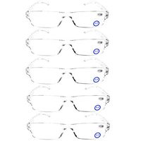 Blue Light Blocking Computer Reading Glasses - AQWANO 5 Pack Clear Frame Rimless Readers Anti Glare Filter Lightweight Eyeglasses for Women Men (5 Pack Clear, 1.50)