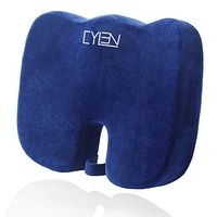 CYLEN Home-Memory Foam Bamboo Charcoal Infused Ventilated Orthopedic Seat Cushion for Car and Wheelchair- Washable & Breathable Cover (Grayish Blue)