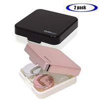 2 Sets Stylish Simple Contact Lens Case,Portable Contact Lens Kit Container,Container Holder Eyecare for Travel & Home Kit with Box/Mirror/Bottle/Tweezers/Container Holder (Rose Gold,Black)