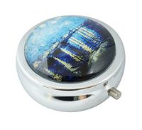 Halulu Starry Night Custom Fashion Round Glass Pill Case 2.1 Inch Tablet Holder Storage Bag Wallet