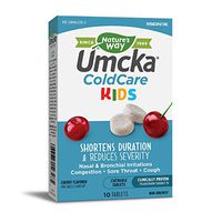 Nature's Way Umcka ColdCare Kids, for Cough | Congestion | Sore Throat, Clinically Proven, 10 Chewable Tablets, Cherry Flavor