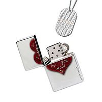 New Vibe Silver Flip Top Lighter - I Love You Mom
