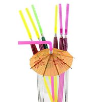 FILOL 50Pcs Mixed Hawaiian Hula Beach Party Cocktail Umbrella Parasol Drinking Straws for Milkshakes Frozen Drinks Party