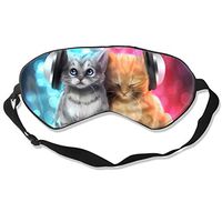 100% Silk Sleep Mask Eye Mask Musical Kitten Cats Soft Eyeshade Blindfold with Adjustable Strap for Sleeping Travel Work Naps Blocks Light