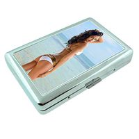 Persian Pin Up Girls Persia S9 Silver Cigarette Case Metal Wallet Id Holder King & 100's 4" X 2.75" RFID Protection