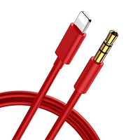 Aux Cable Compatible for iPhone X Car AUX Cable to 3.5mm Aux Adapter Stereo Jack Cables Headphone Stereo Speaker Compatible for iPhone 7/7 Plus/8/8 Plus/X/XS/XR Support All iOS-Red