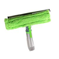 Alisy 3 in 1 Spray Glass Brush - Car Window Cleaner Spray Bottle Wash Wiper Squeegee Microfibre Cloth Pad Kit (Green)