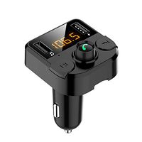 Bluetooth 5.0 FM Transmitter Wireless Radio Adapter Handsfree Car Kit, Wireless Radio Transmitter Aux Port for Car with 2 USB Charging Port, Hands-Free Calling, QC 3.1A, Support TF/SD Card, USB Disk