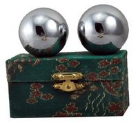 Chinese Stainless Steel Plain Chi Balls, Hand Massage Balls, Hand Massaging Balls, Cloisonne Balls, Baoding Balls 2" Balls (Box Color May Vary)