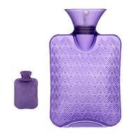 1000ML Classic PVC Cold or Hot Water Bottle with Soft Plush Cover - Purple