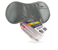 Satin Sleeping Eye Mask - Travel Sleep Mask wtih Set of Memory Foam Earplugs - Natural Rest Aid (Large/XLarge - 1 Pack, Silver)