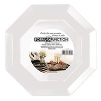 Club Pack of 48 Form & Function White Plastic Octagonal Banquet Plates 10.25"
