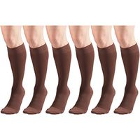 20-30 mmHg Compression Stockings for Men and Women, Knee High Length, Closed Toe Brown Medium (6 Pairs)