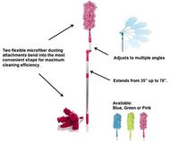 Creative Courtyard 3PC Microfiber Dusting Kit w/telescoping Multi-Angle Aluminum Pole - reaches up to 78" Micro Fiber dusters are Washable - 3 Colors (Pink)
