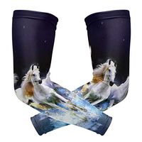 LEVEIS Running Horse Arm Sleeves UV Protection for Men Women Sunblock Protective Gloves Running Golf Cycling Driving Long Arm Cover 1 Pair