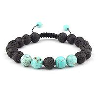 GOMYIE Adjustable Lava Rock Stone Essential Oil Anxiety Diffuser Bracelet Unisex With Turquoise - Meditation,Relax,Aromatherapy(Color1)