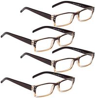 READING GLASSES 4 pack Two-color frame Readers (BrownGold, 3.50)