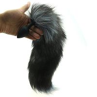 LvBo Fox Tail Silicone Plug Adult Toy Size S M L Smooth Black (S)