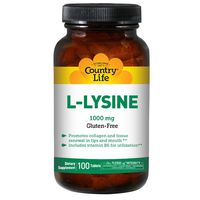 COUNTRY LIFE VITAMINS L-LYSINE 1000MG W/B-6, 100 TAB