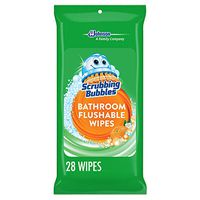Scrubbing Bubbles Antibacterial Bathroom Flushable Wipes Bathroom and Toilet Cleaner, Citrus Action, 28 count