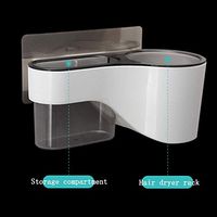 Multifunctional Hair Dryer Rack Wall Mount, Plastic Creative Bathroom Containers, Punch-Free Drainer Shower Organizer, Suction Cup Storage Shelves (Black) (Color : Black)