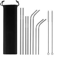 Sunhanny Stainless Steel Straws for 30oz 20oz Tumblers Cups Mugs,Reusable Metal Drinking Straws with Cleaning Brush(4 Straight + 4 Bent + 2 Brushes+Carry Bag) (set of 8)