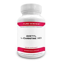 Pure Science Acetyl L-Carnitine HCI 525mg - Great for Mesomorph Body Type, Immunity, Detox & Brain Support – 60 Vegetarian Capsules of Acetyl L-Carnitine Powder