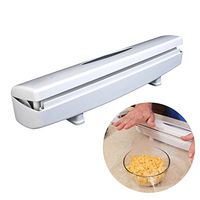 Plastic Wrap Cutter, Food Freshness Dispenser Preservative Film Unwinding Cutting Foil & Wax Paper Cling Wrap Kitchen Accessories - Easy to Use, Just Pull, Press, Cut and Wrap (White 1)
