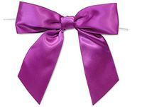 Pack Of 12, 5" Solid Purple Pre-Tied Satin Gift Bows W/6" Twist Ties 1-1/2" Ribbon