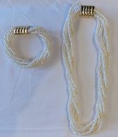White Fresh Water Pearl Necklace 5 Stands 18 Inches Long Magnetic Clasp