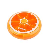 LazyMe Weekly Pill Box Round Cute 7 Compartments Medicine Organizer (Orange)