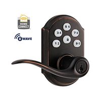 Kwikset 912 Z-Wave SmartCode Electronic Touchpad with Tustin Lever, Featuring SmartKey in Venetian Bronze, Works with Alexa via SmartThings, Wink, or Iris