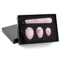 Top Plaza Yoni Eggs 3 Size Drilled Rose Crystal Quartz Eggs & 1 Massage Wand for Kegel Exercise,Yoni Pelvic Floor Muscles Massage Exercise to Gain Better Muscles Control,Health Care Gift for Women