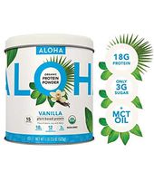 ALOHA Organic Vanilla Plant-Based Keto Friendly Protein Powder with MCT Oil, 18.5 oz, Makes 15 Shakes, Vegan, Gluten Free, Non-GMO, Stevia Free & Erythritol Free, Soy Free, Dairy Free & Only 3g Sugar