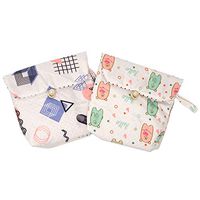 Honbay 2PCS Cute Cartoon Sanitary Napkin Cotton Bag Tampons Bag Storage Organizer Pouch (A)