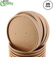96mm Vented Lids for Kraft Paper Soup Containers [25 PACK] - Fits 8oz, 12oz, 16oz EcoQuality Ice Cream Containers, Frozen Yogurt Cups, Restaurant, Microwavable, Take out, Food Storage, Recyclable